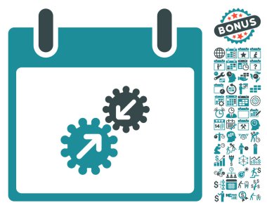 Gears entegrasyonu takvim gün düz vektör simge Bonus ile