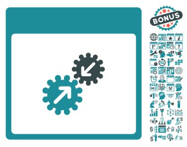 Gears entegrasyonu takvim sayfa düz vektör simge Bonus ile