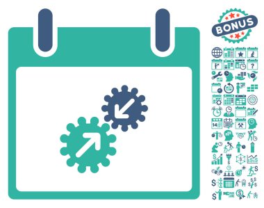 Gears entegrasyonu takvim gün düz vektör simge Bonus ile