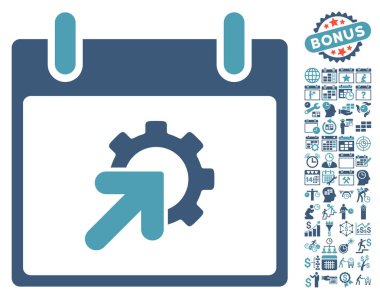 Bonus ile dişli Tümleştirme takvim gün düz vektör simgesi