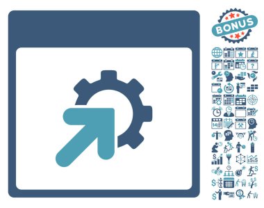 Bonus ile tümleştirme takvim sayfa düz vektör simgesi dişli