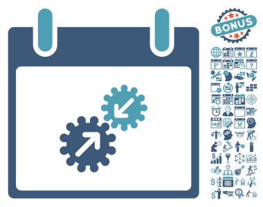 Gears entegrasyonu takvim gün düz vektör simge Bonus ile