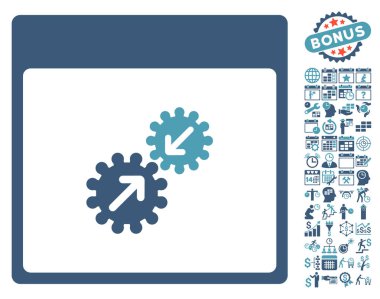 Gears entegrasyonu takvim sayfa düz vektör simge Bonus ile