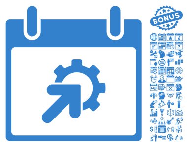 Bonus ile dişli Tümleştirme takvim gün düz vektör simgesi