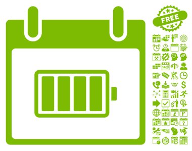 Pil takvim gün düz vektör simgesi Bonus ile