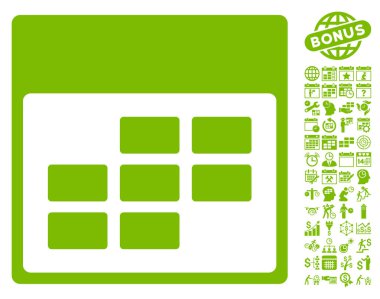 Bonus ile takvim ayı kılavuz düz vektör simgesi