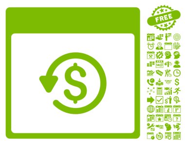 Bonus ile ters ibraz takvim sayfa düz vektör simgesi