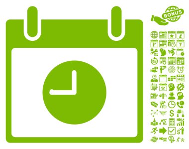 Saat takvim gün düz vektör simgesi Bonus ile