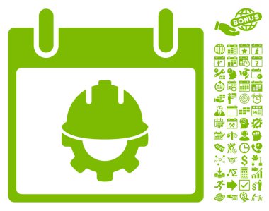 Bonus ile Geliştirme takvim gün düz vektör simgesi