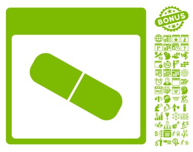 Takvim sayfası düz vektör simge Bonus ile ilaç kapsül