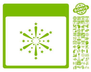 Takvim sayfası düz vektör simge Bonus ile havai fişek patlama