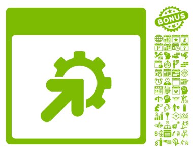 Bonus ile tümleştirme takvim sayfa düz vektör simgesi dişli