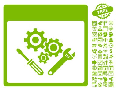 Vites araçlar ile Bonus sayfa düz vektör simge takvim