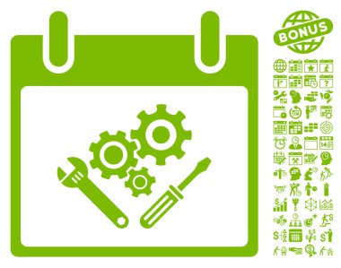 Araç Araçlar takvim gün düz vektör simgesi Bonus ile