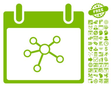 Bonus ile bağlantıları takvim gün düz vektör simgesi