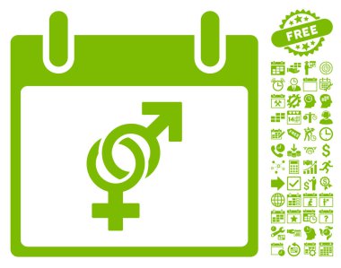 Bonus ile evlilik takvim gün düz vektör simgesi