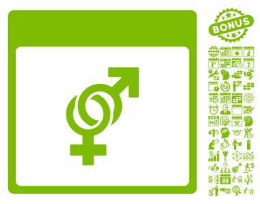 Bonus ile evlilik takvim sayfa düz vektör simgesi