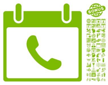 Bonus ile telefon takvim gün düz vektör simgesi