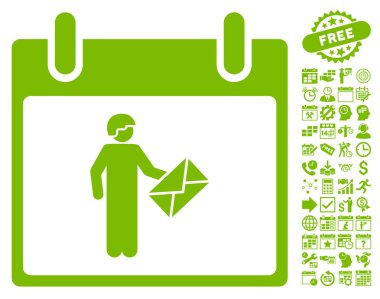 Postacı takvim gün düz vektör simge Bonus ile