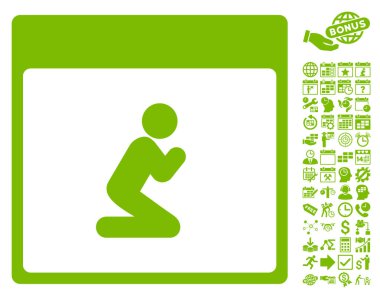 Kişi takvim sayfa düz vektör simge Bonus ile dua