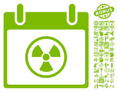 Bonus ile radyoaktif takvim gün düz vektör simgesi