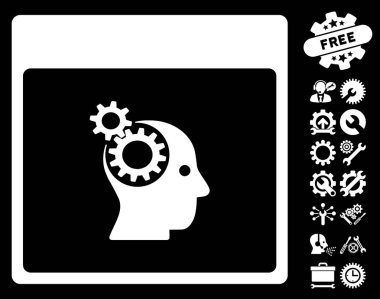 Beyin tekerlekler ile Bonus sayfa vektör simge takvim