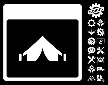 Bonus ile kamp takvim sayfası vektör simgesi