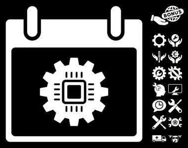 Bonus ile çip dişli takvim gün vektör simgesi