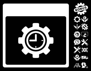 Saat yapılandırma dişli takvim sayfası vektör simgesi Bonus ile