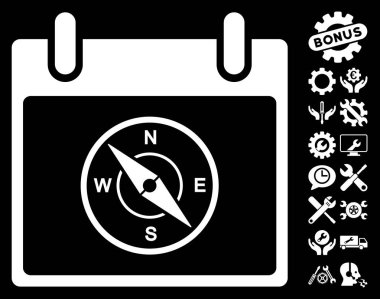 Bonus ile pusula takvim gün vektör simgesi