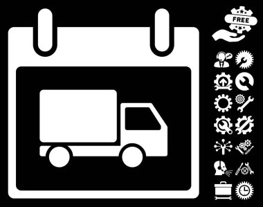 Bonus ile teslim araba takvim gün vektör simgesi