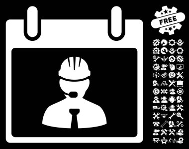 Bonus ile mühendis takvim sayfası vektör simgesi