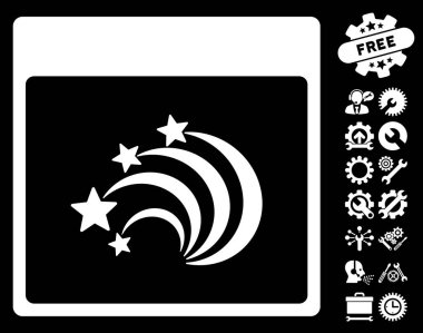 Festival Fireworks ile Bonus sayfa vektör simge takvim