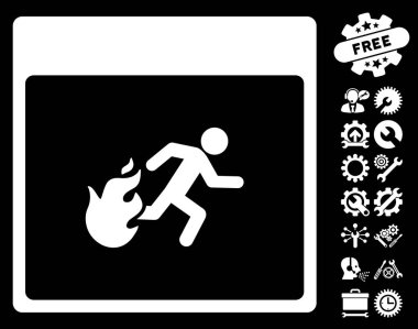 Bonus ile yangın tahliye adam takvim sayfa vektör simgesi