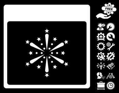 Takvim sayfası vektör simge Bonus ile havai fişek patlama