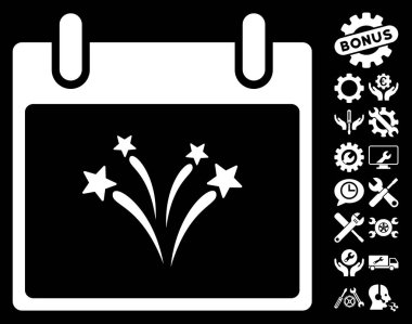 Bonus ile havai fişek takvim gün vektör simgesi