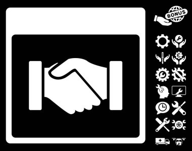 Bonus ile el sıkışma takvim sayfası vektör simgesi