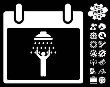 Bonus ile adam duş takvim gün vektör simgesi
