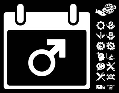 Bonus ile Mars erkek sembol takvim gün vektör simgesi