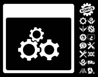 Mekanik vites ile Bonus sayfa vektör simge takvim