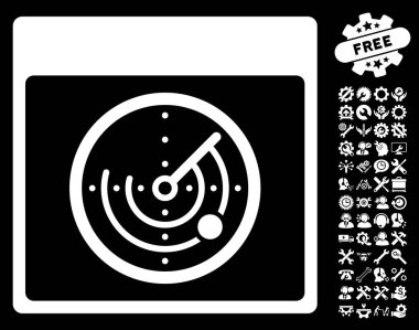 Bonus ile radar takvim sayfası vektör simgesi