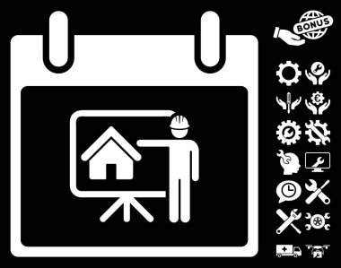 Bonus ile gayrimenkul geliştirici takvim gün vektör simgesi