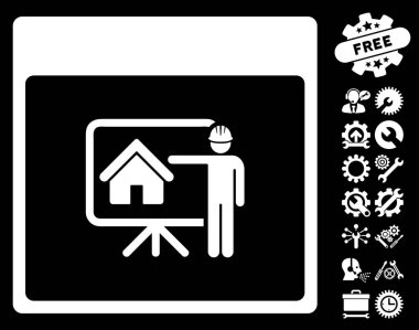 Bonus ile gayrimenkul geliştirici takvim sayfa vektör simgesi