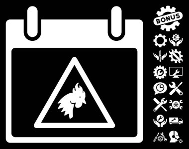 Takvim gün vektör simge Bonus ile uyarı horoz