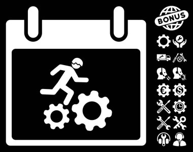 Bonus ile çalışan işçi takvim gün vektör simgesi