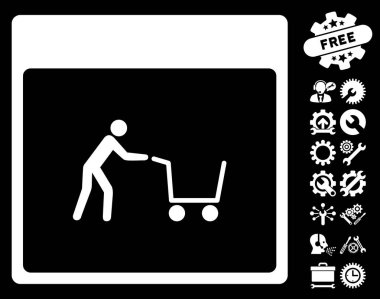 Bonus ile alışveriş sepeti takvim sayfası vektör simgesi