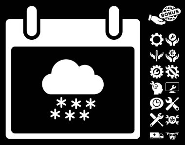 Bonus ile kar bulut takvim gün vektör simgesi