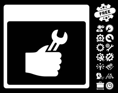 Anahtar hizmet el takvim sayfası vektör simgesini Bonus ile