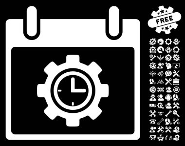 Bonus ile zaman dişli takvim gün vektör simgesi