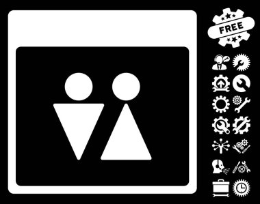 WC kişi ile Bonus sayfa vektör simge takvim